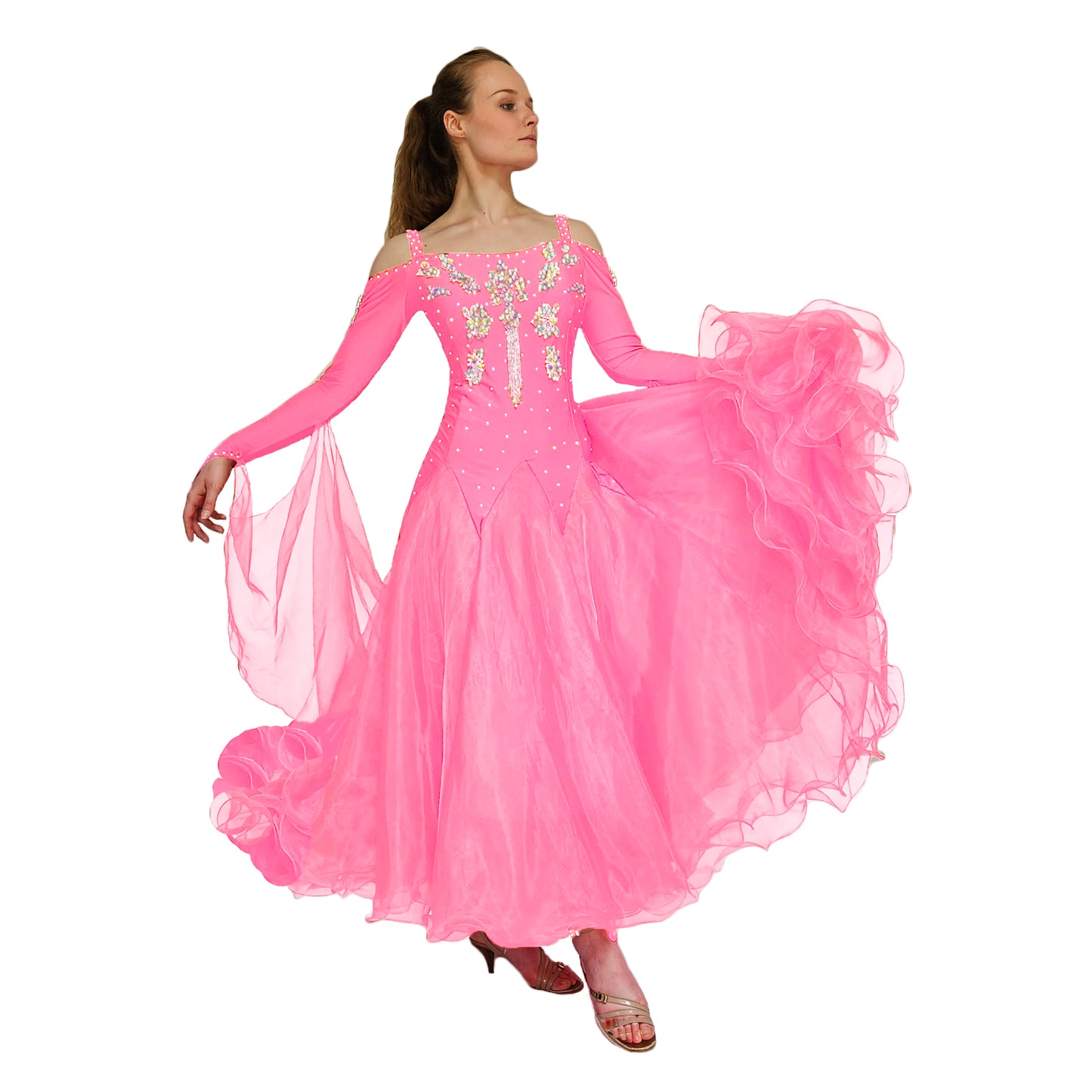 Pink Ballroom dance dress for women ladies ballroom competition dress standard dress