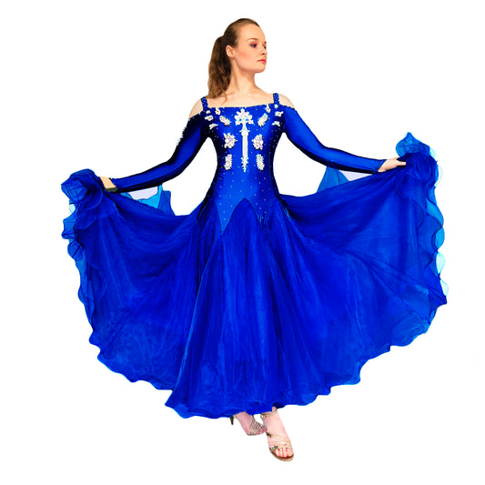 Royal Blue Ballroom dance dress for women ladies ballroom competition dress  Navy standard dress