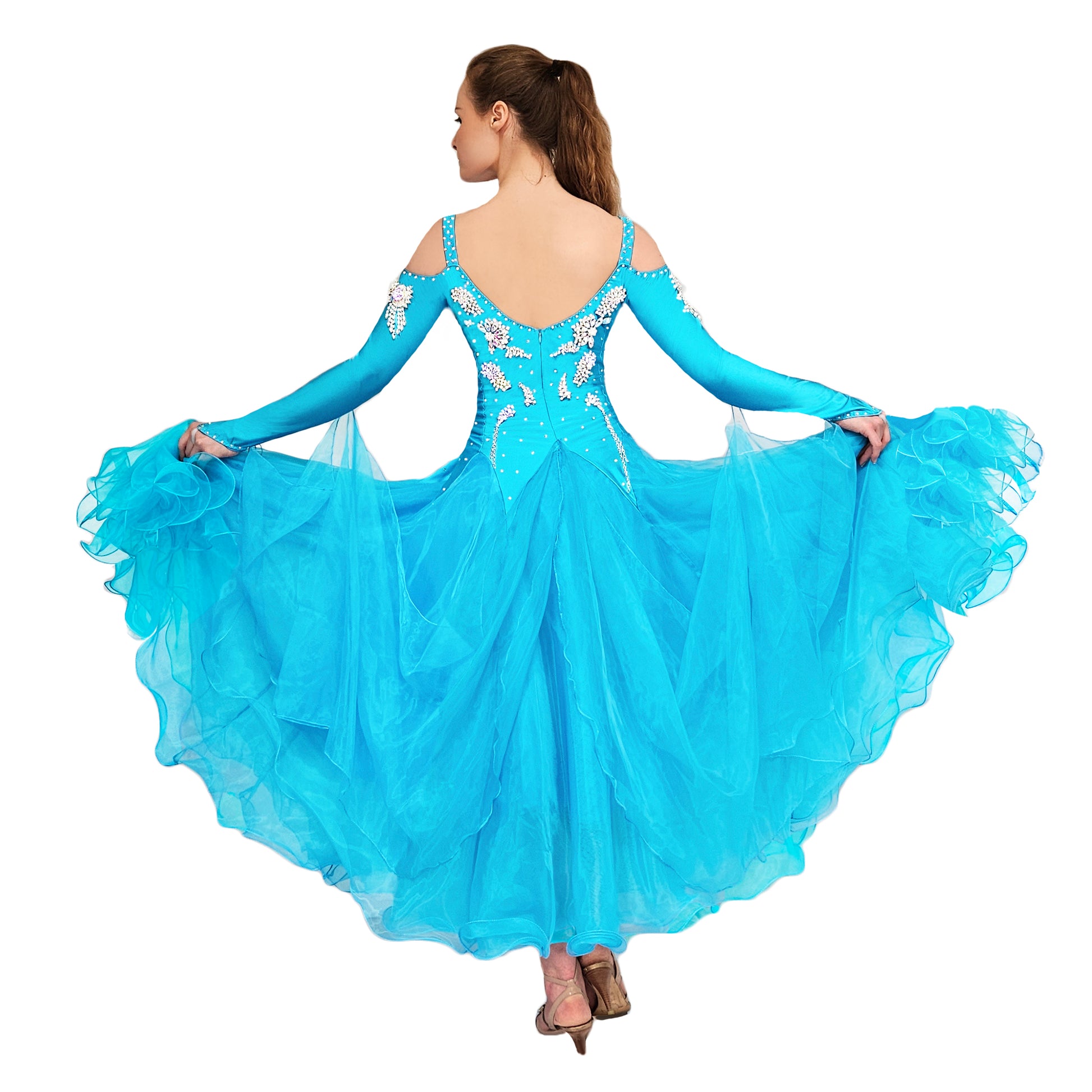 Light Blue tango dress for women Ladies waltz dress foxtrot dress adults