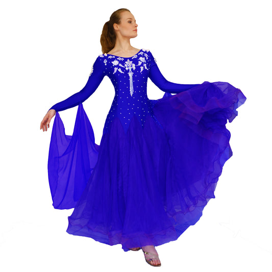 Blue ballroom dance dress for women ladies ballroom competition dress discount