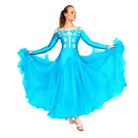 Light Blue Ballroom dance dress for women ladies ballroom competition dress standard dress