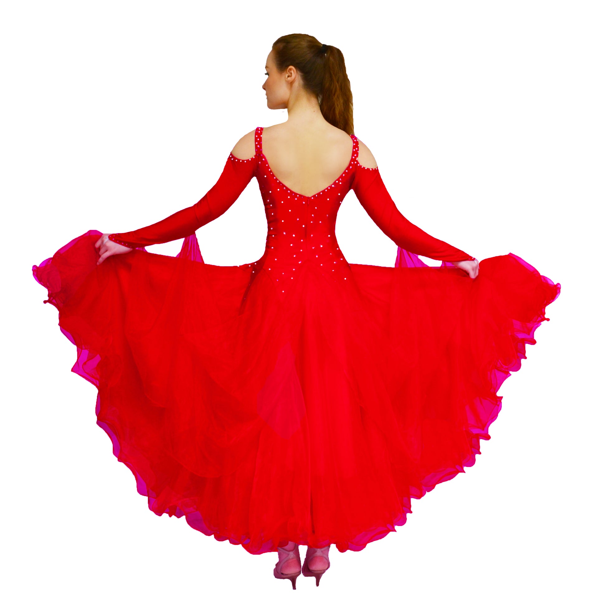 red ballroom dance dress